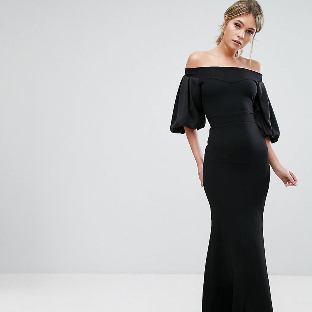 Formal off shoulder black dress